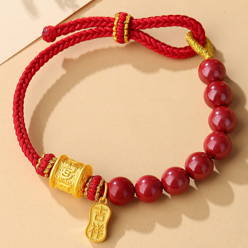ATELIER-TIBET Bracelet Cinabre & Mantra Argent 999 – Ancrage & Intention