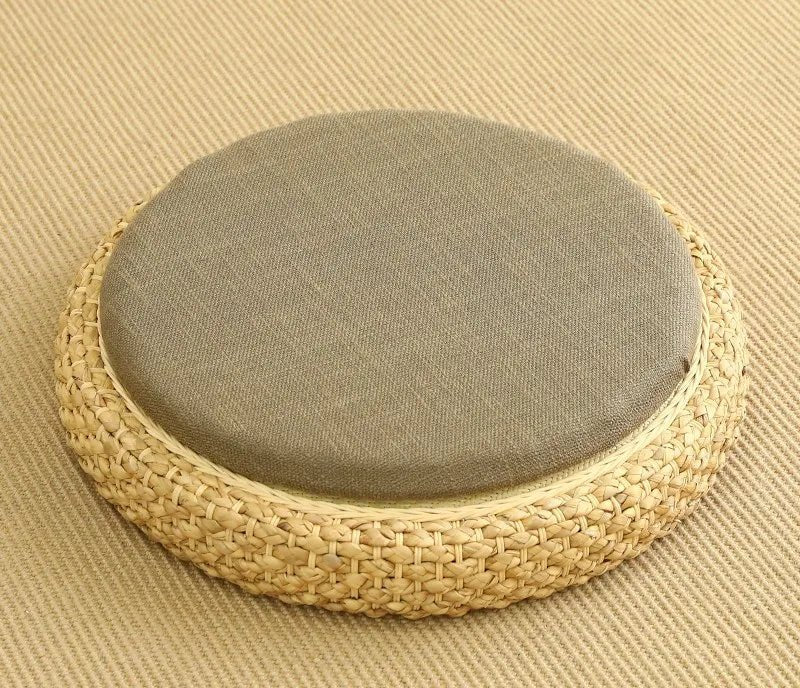 ATELIER-TIBET – Coussin “TatamiSerenity” en Paille Naturelle – Assise Sol & Méditation Zen