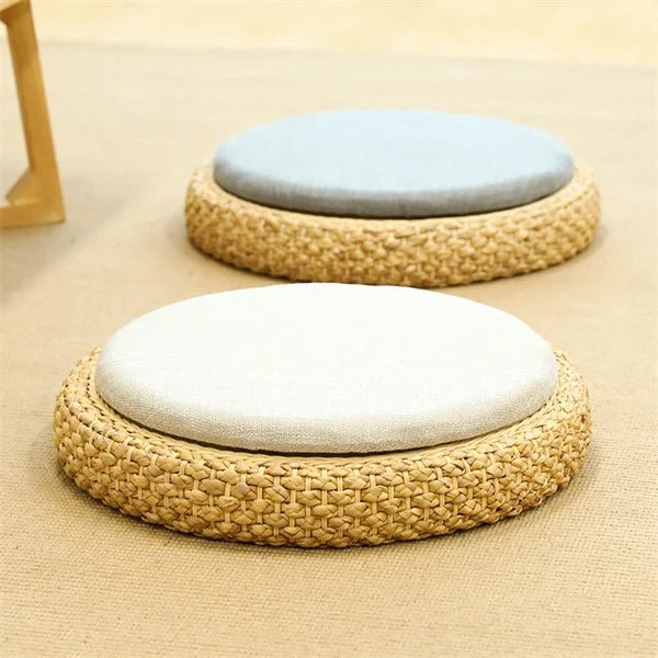 ATELIER-TIBET – Coussin “TatamiSerenity” en Paille Naturelle – Assise Sol & Méditation Zen