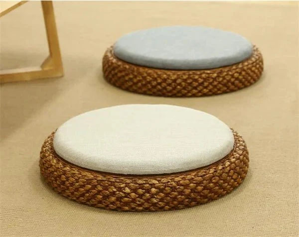 ATELIER-TIBET – Coussin “TatamiSerenity” en Paille Naturelle – Assise Sol & Méditation Zen