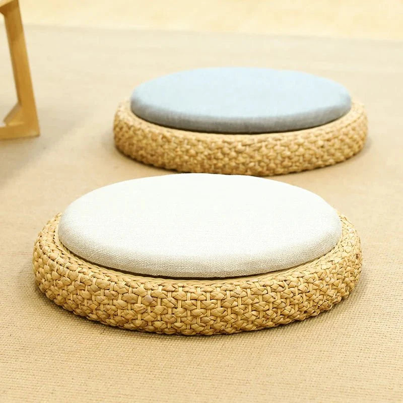 ATELIER-TIBET – Coussin “TatamiSerenity” en Paille Naturelle – Assise Sol & Méditation Zen