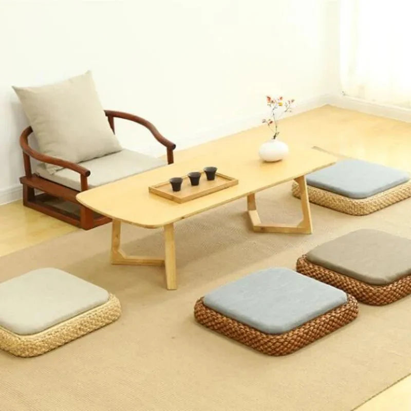 ATELIER-TIBET – Coussin “TatamiSerenity” en Paille Naturelle – Assise Sol & Méditation Zen
