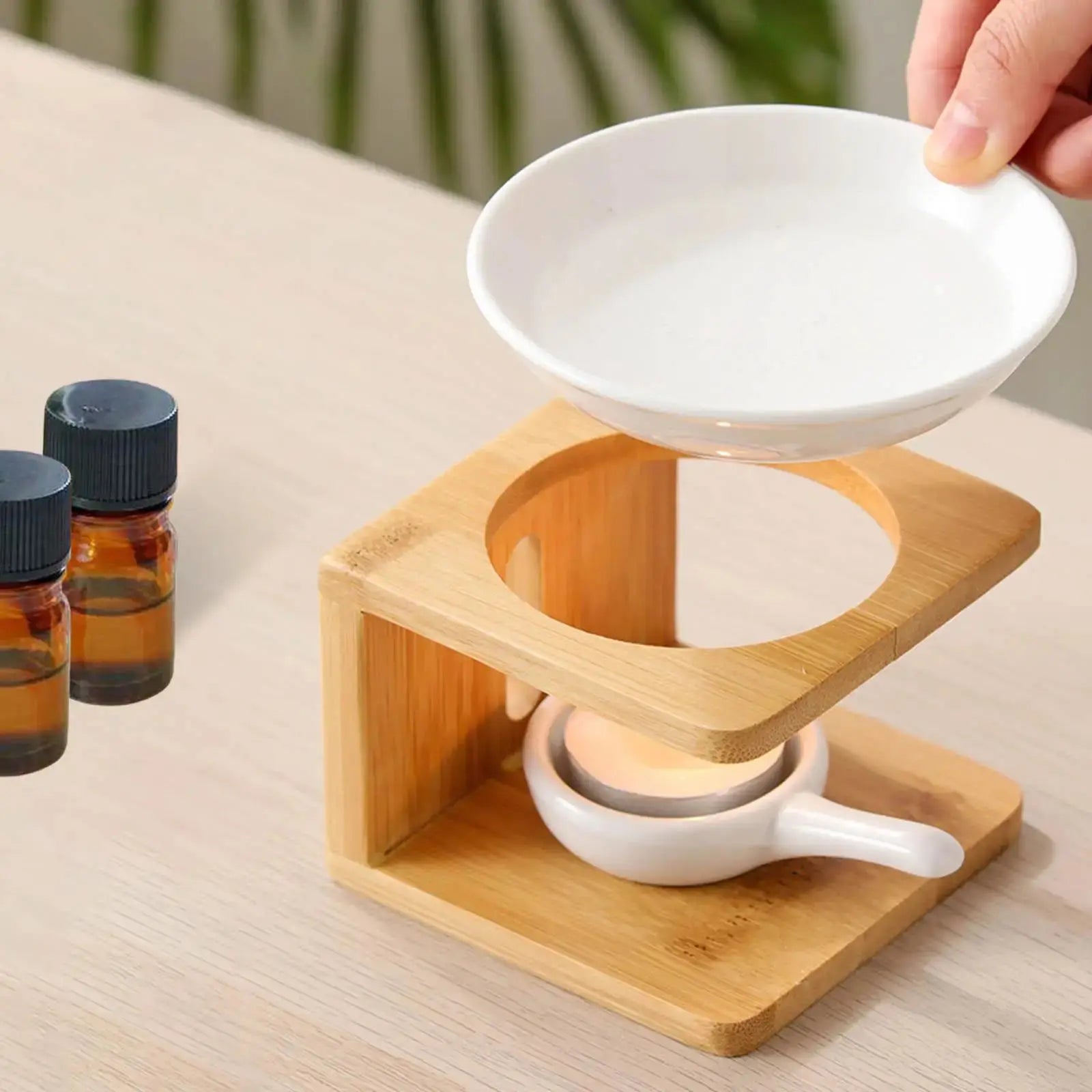 ATELIER-TIBET Diffuseur à Chaleur Douce en Bois et Céramique – Élégance Naturelle & Parfum Subtil