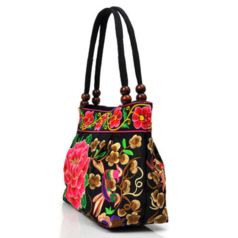 ATELIER-TIBET – Sac à Main en Toile de Coton Brodé Recto Verso – Symboles d’Abondance