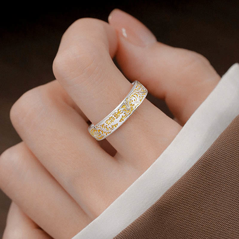 ATELIER-TIBET – Bague Lotus Ajustable en Cuivre Gravé