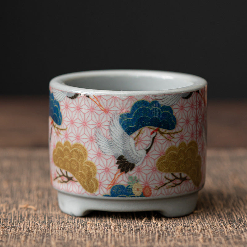 ATELIER-TIBET Porte-Encens Zen en Céramique – Série Bateau Lotus & Pêcheur (6 cm)