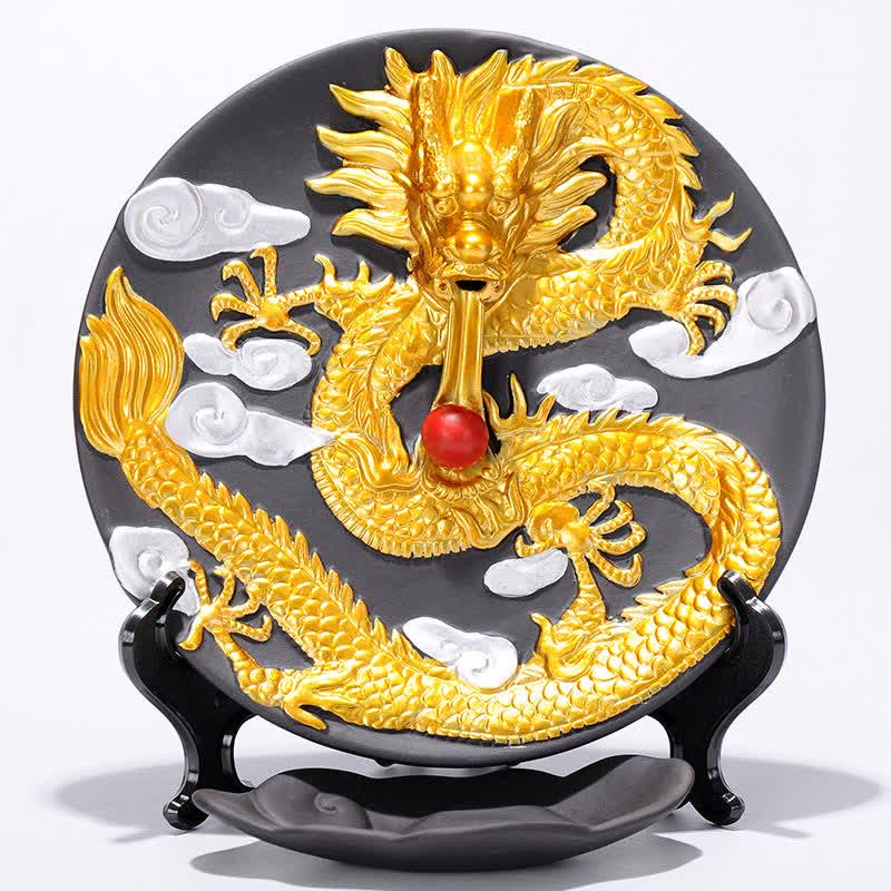ATELIER-TIBET Brûleur d'encens de méditation à fontaine à fumée à refoulement en céramique Dragon