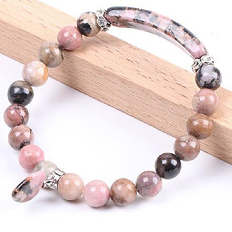 ATELIER-TIBET – Bracelet en Améthyste Naturelle Forme Cœur 8 mm, Perles Artisanales