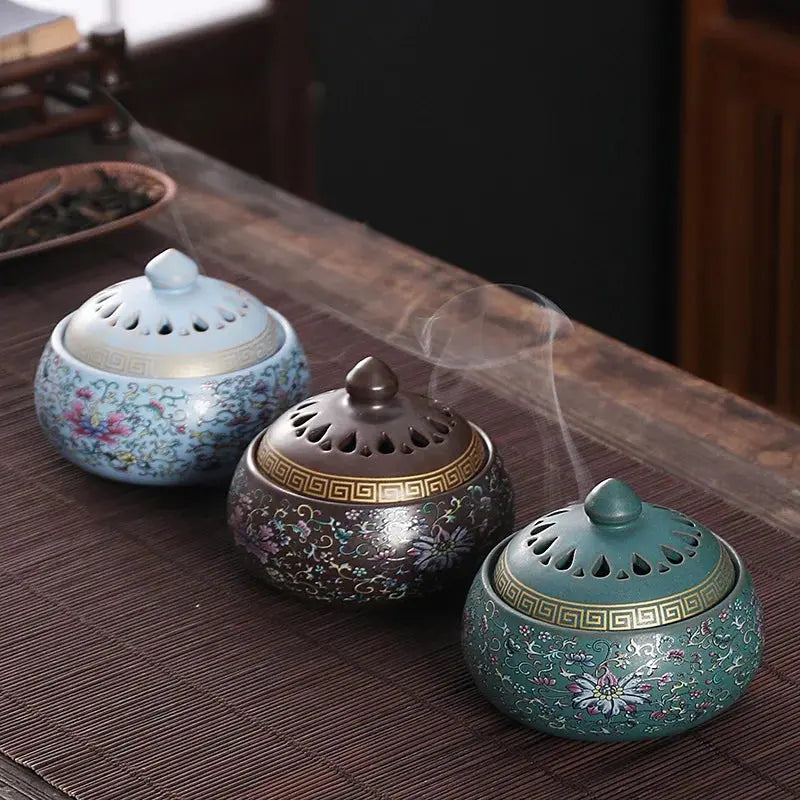 ATELIER-TIBET – Brûleur d’Encens en Céramique Antique, Héritage & Sérénité
