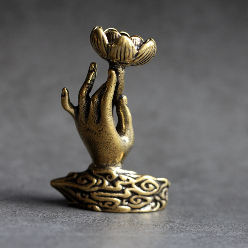 ATELIER-TIBET Encensoir « Main de Bouddha » en Cuivre – Objet Zen & Élégance Spirituelle