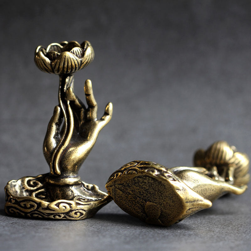 ATELIER-TIBET Encensoir « Main de Bouddha » en Cuivre – Objet Zen & Élégance Spirituelle