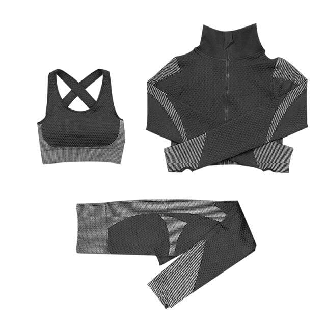 ATELIER-TIBET – Ensemble de Yoga Sans Coutures en Nylon (Soutien-Gorge, Veste & Legging)