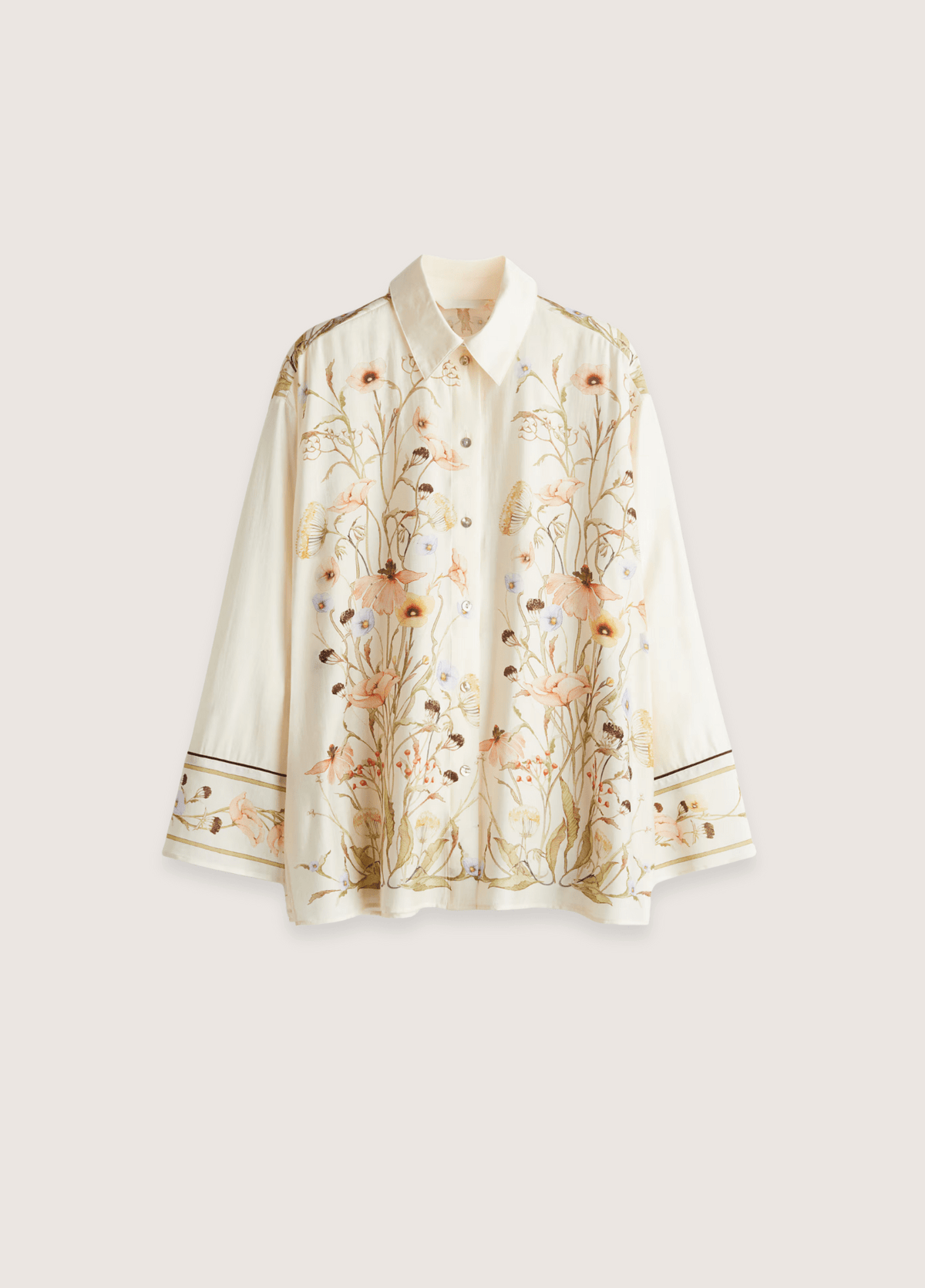 Ensemble kimono femme motif pivoine blanc – (veste + pantalon)