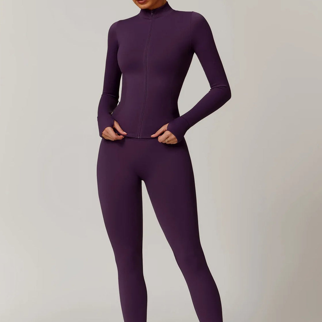 ATELIER-TIBET – Ensemble Yoga Violet Stretch Confort & Élégance en Nylon & Spandex
