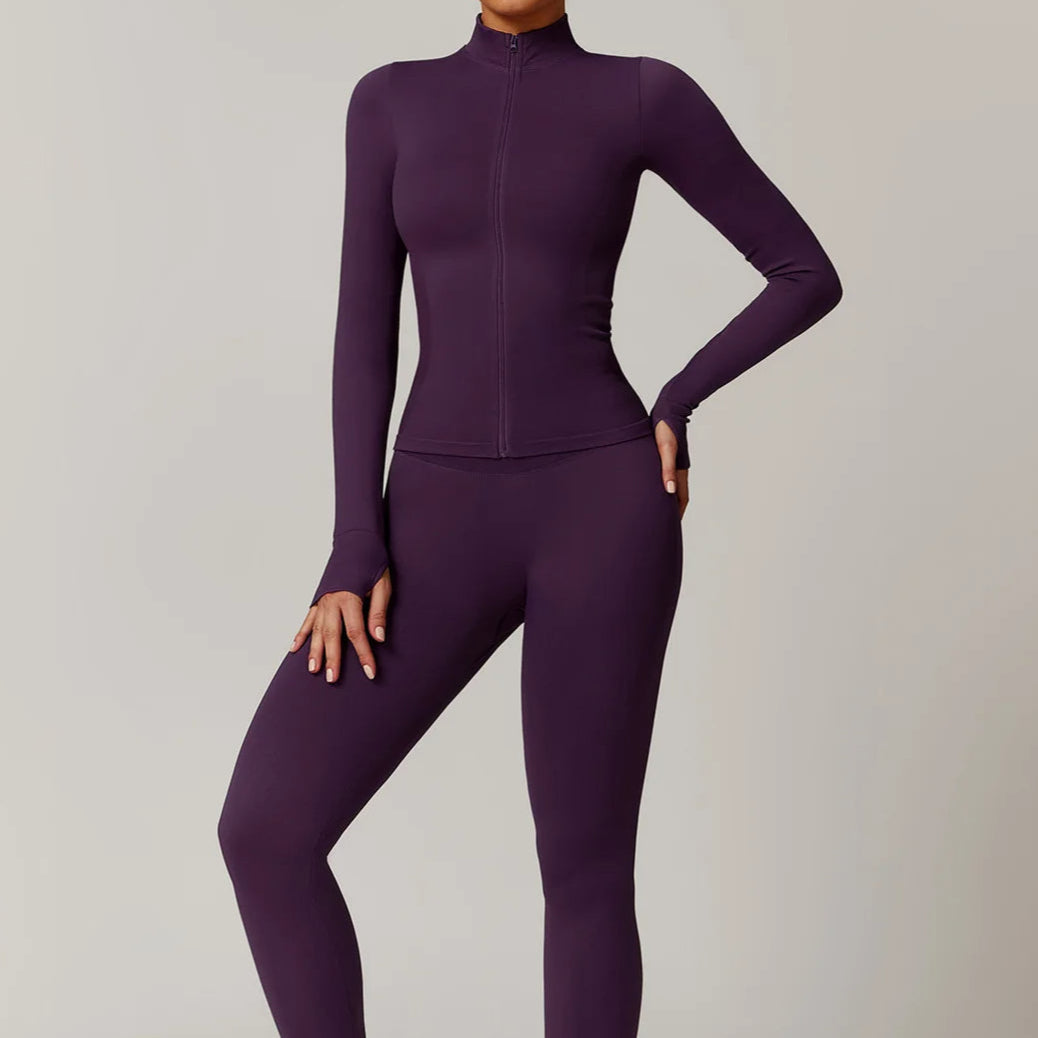 ATELIER-TIBET – Ensemble Yoga Violet Stretch Confort & Élégance en Nylon & Spandex