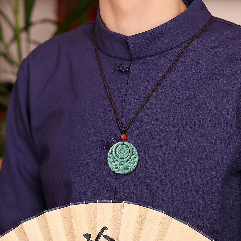 ATELIER-TIBET – Collier Dragon Yin Yang en Jade Naturel