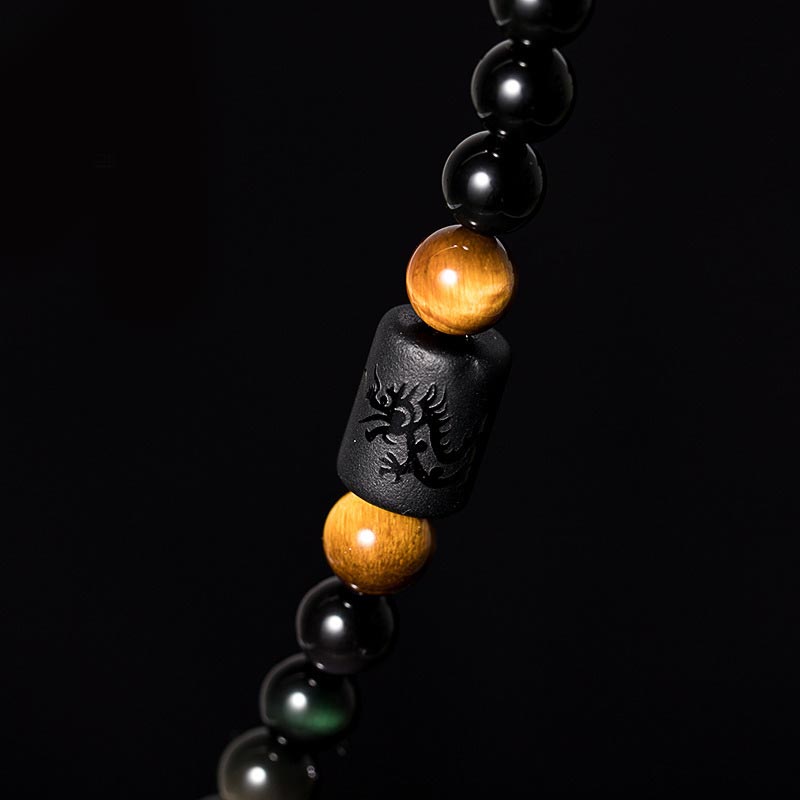 ATELIER-TIBET – Bracelet Mala en Obsidienne 6 mm – 108 Perles