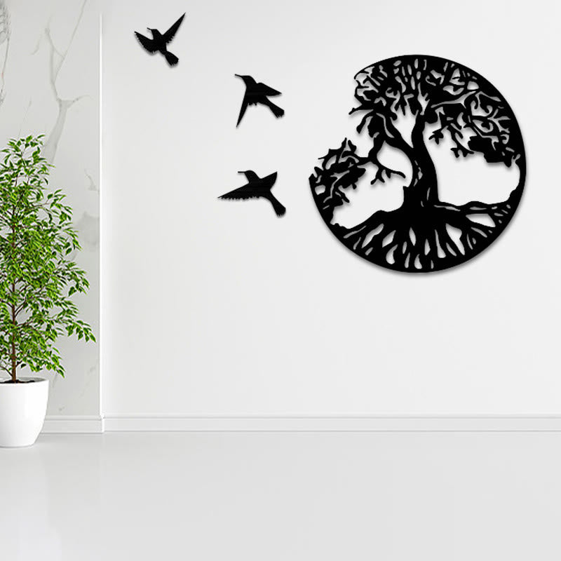 ATELIER-TIBET Arbre de vie Oiseaux Création Art mural