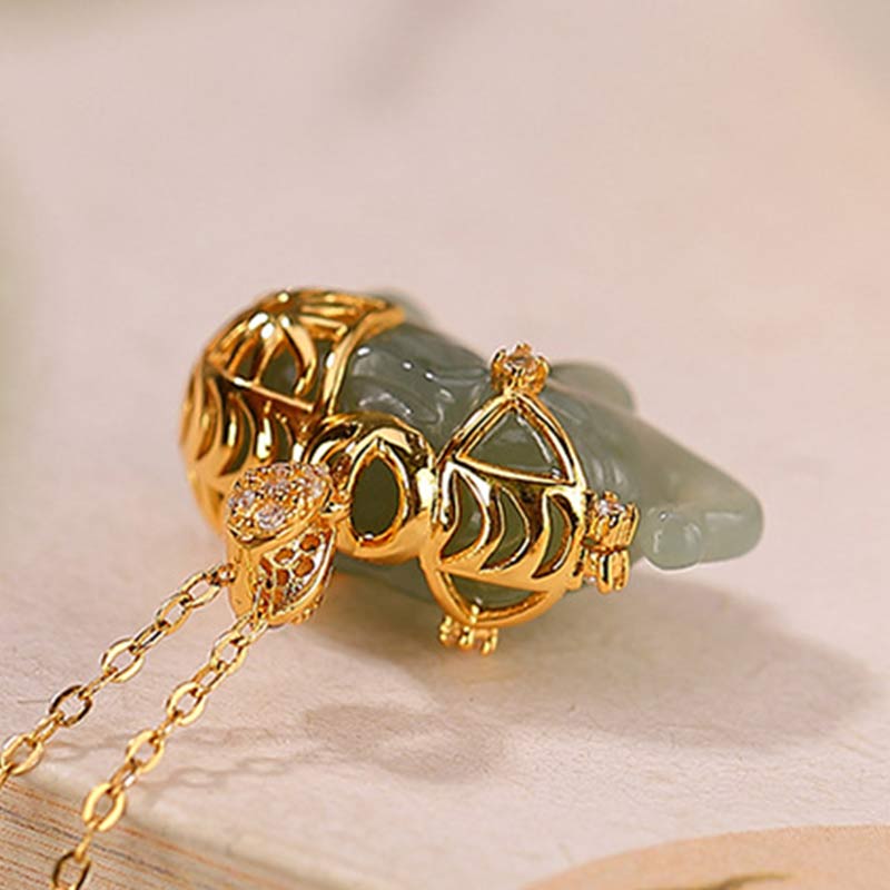 ATELIER-TIBET – Collier en Jade Naturel avec Pendentif Éléphant en Argent Sterling 925