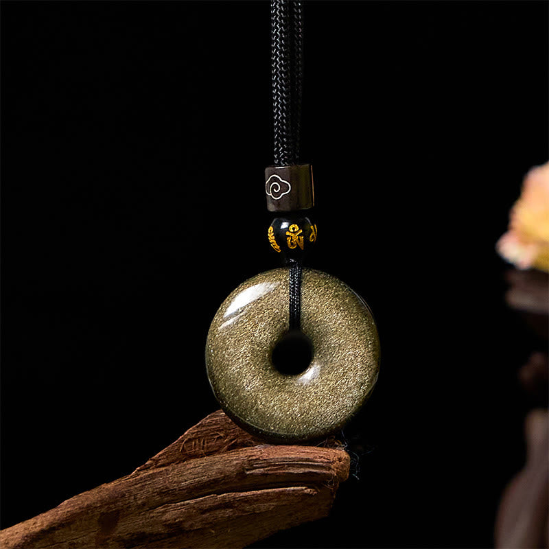 ATELIER-TIBET – Collier Boucle de Paix en Obsidienne Dorée Naturelle