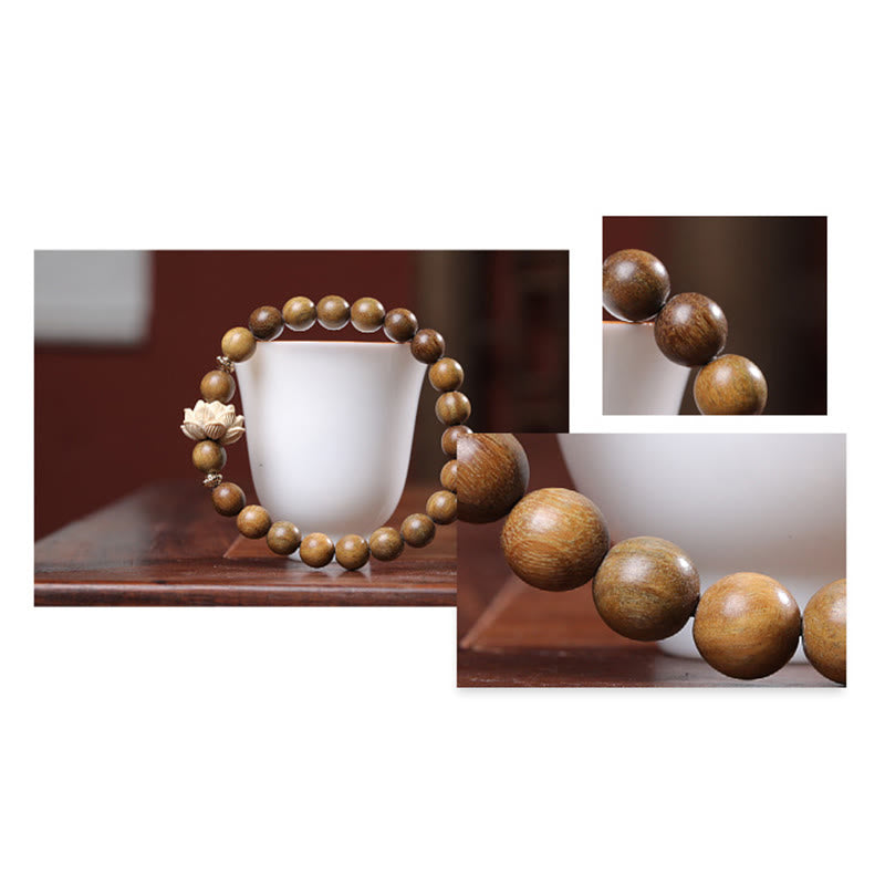 ATELIER-TIBET Bracelet Lotus en Bois de Santal Vert – Sérénité & Ancrage Naturel