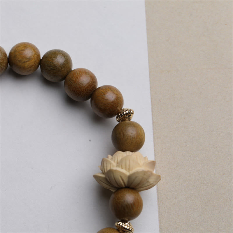 ATELIER-TIBET Bracelet Lotus en Bois de Santal Vert – Sérénité & Ancrage Naturel