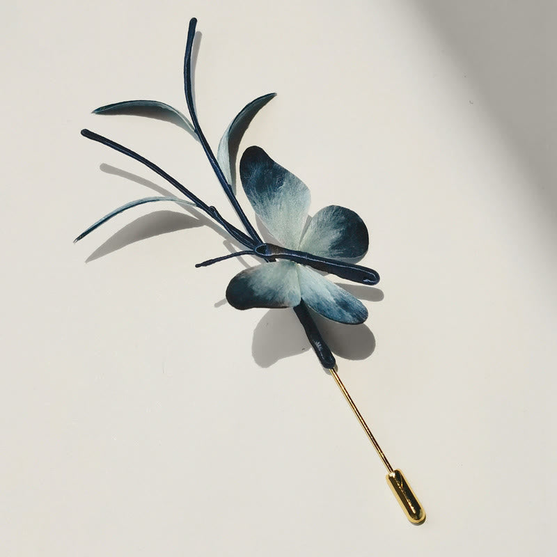 ATELIER-TIBET Broche & Pic à Cheveux Papillon Soie de Mûrier