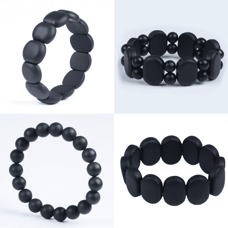 ATELIER-TIBET – Bracelet en Pierre de Bian Noire Naturelle (19 cm)
