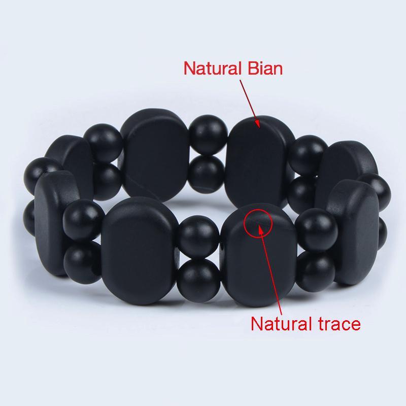 ATELIER-TIBET – Bracelet en Pierre de Bian Noire Naturelle (19 cm)
