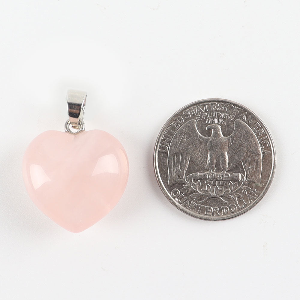 ATELIER-TIBET – Pendentif Cœur en Quartz Rose Naturel – 20 mm