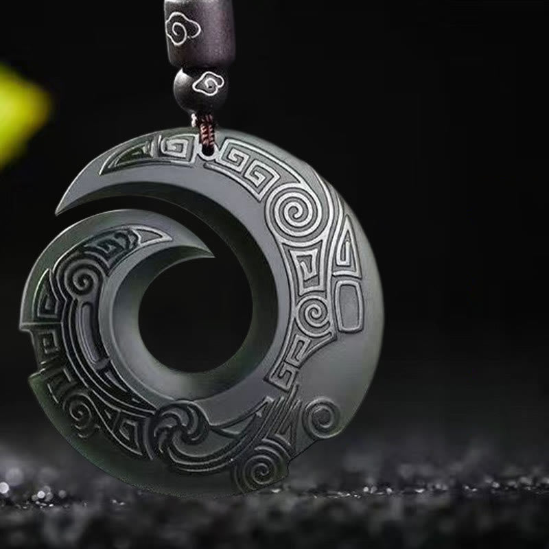 ATELIER-TIBET – Collier Boucle de la Paix en Jade Hetian Cyan Naturel