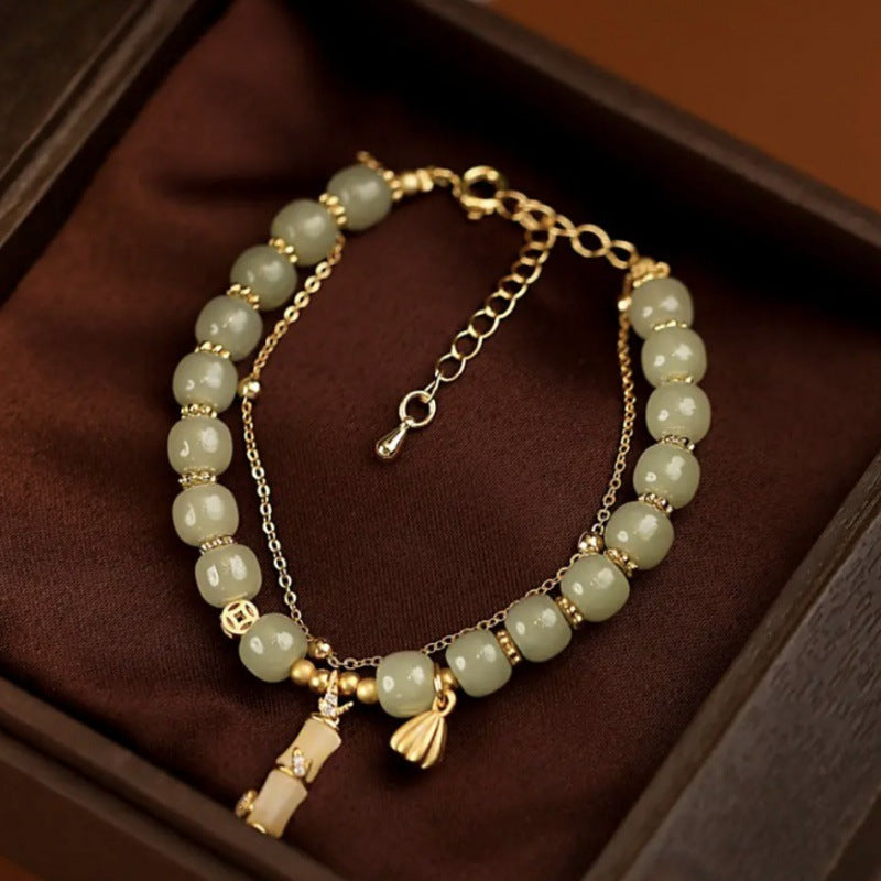 ATELIER-TIBET – Bracelet Lotus en Jade Hetian & Bambou