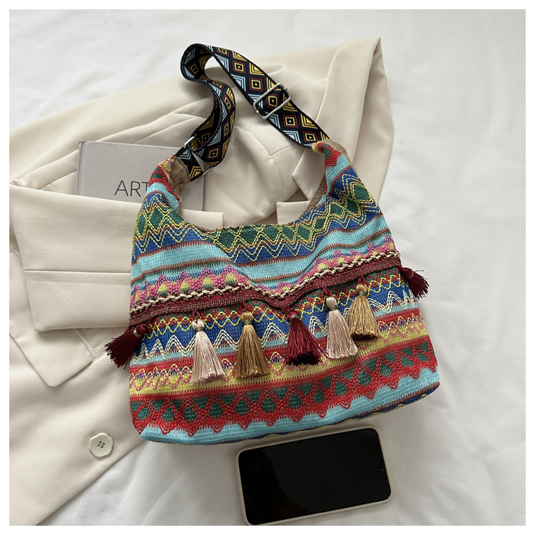 ATELIER-TIBET – Sac à bandoulière bohème femme motif hippie – Polyester – 30 cm