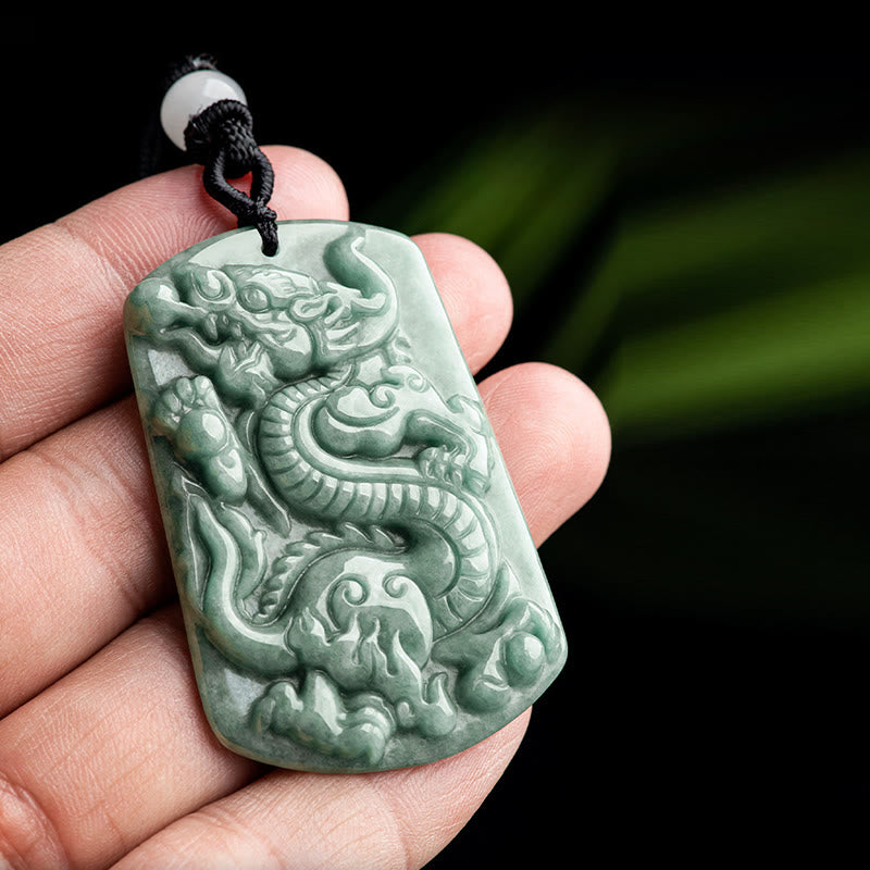 ATELIER-TIBET – Collier Dragon & Phénix en Obsidienne Noire Naturelle
