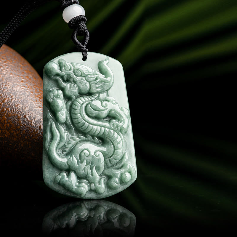 ATELIER-TIBET – Collier Dragon & Phénix en Obsidienne Noire Naturelle