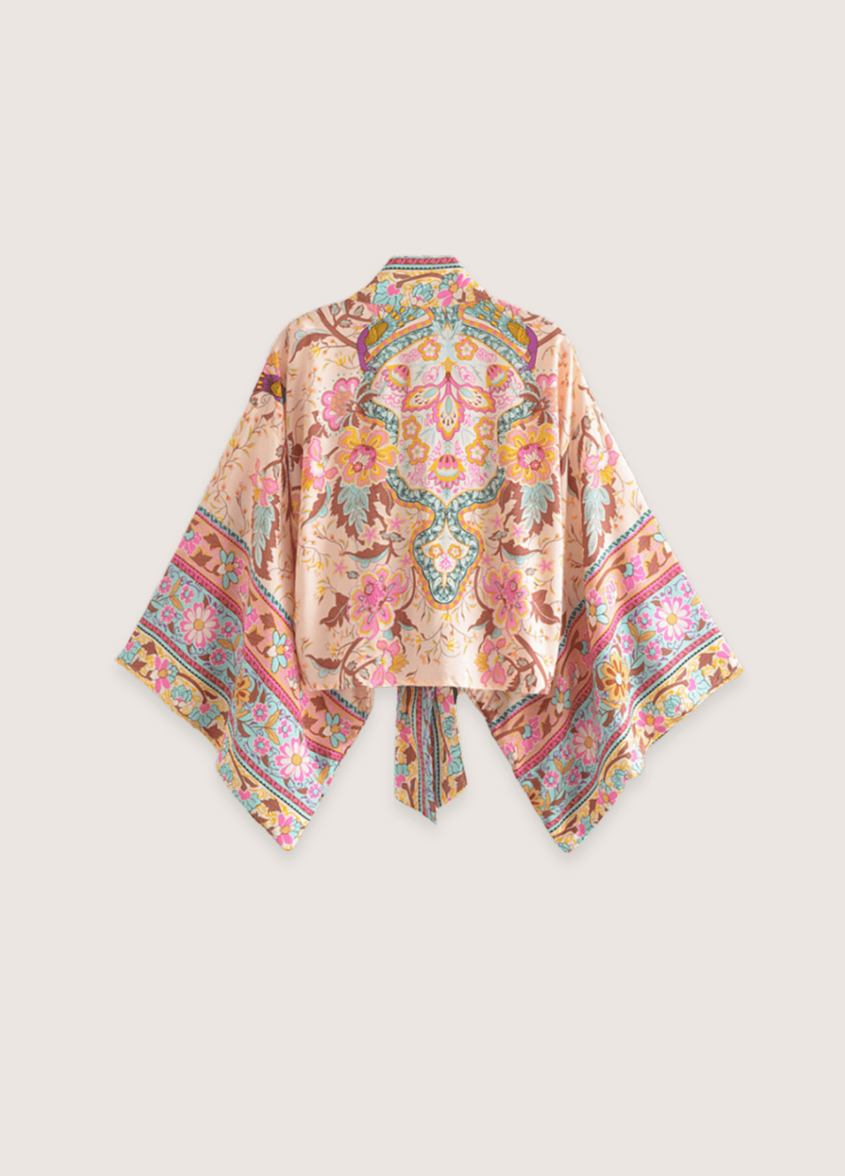 Kimono court femme coton floral rose/fleuri