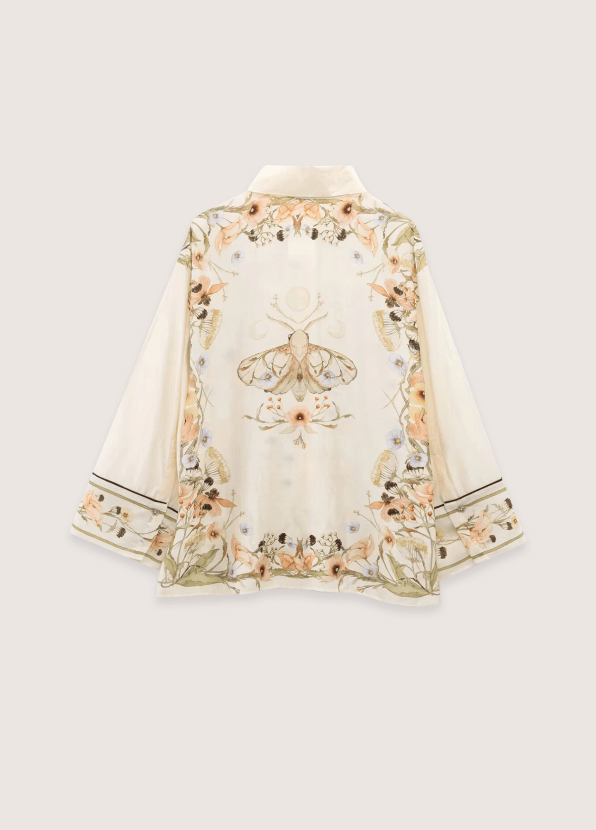 Kimono court femme motif pivoine blanc – Magnolia