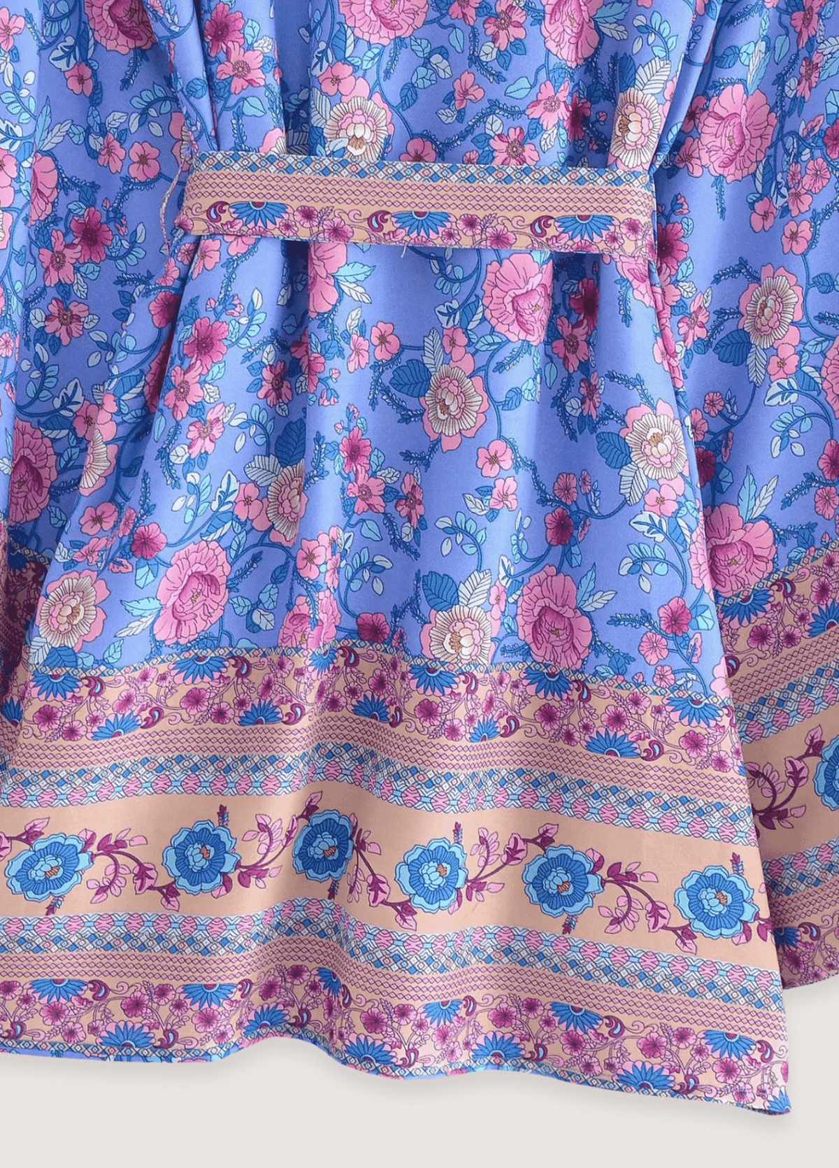 Kimono court femme floral bleu – Violette d'Été