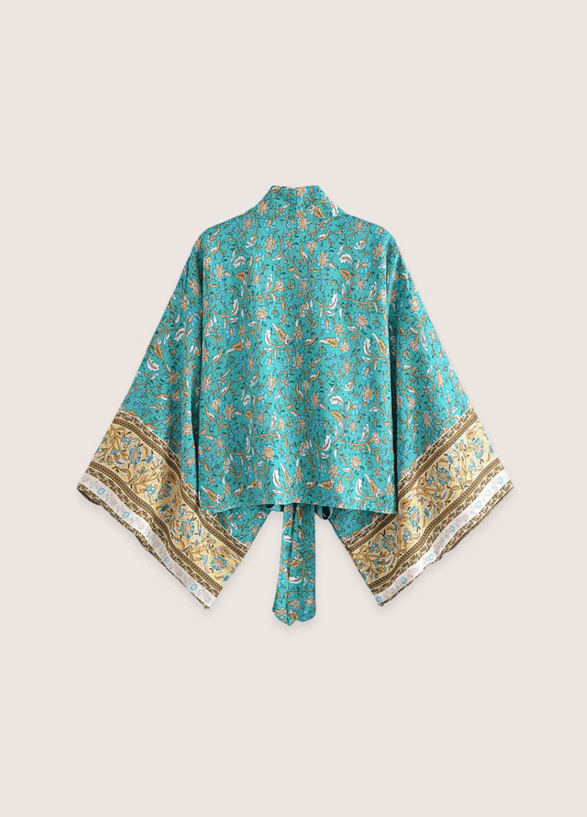 Kimono court femme coton floral bleu/vert – Turquoise Caravan