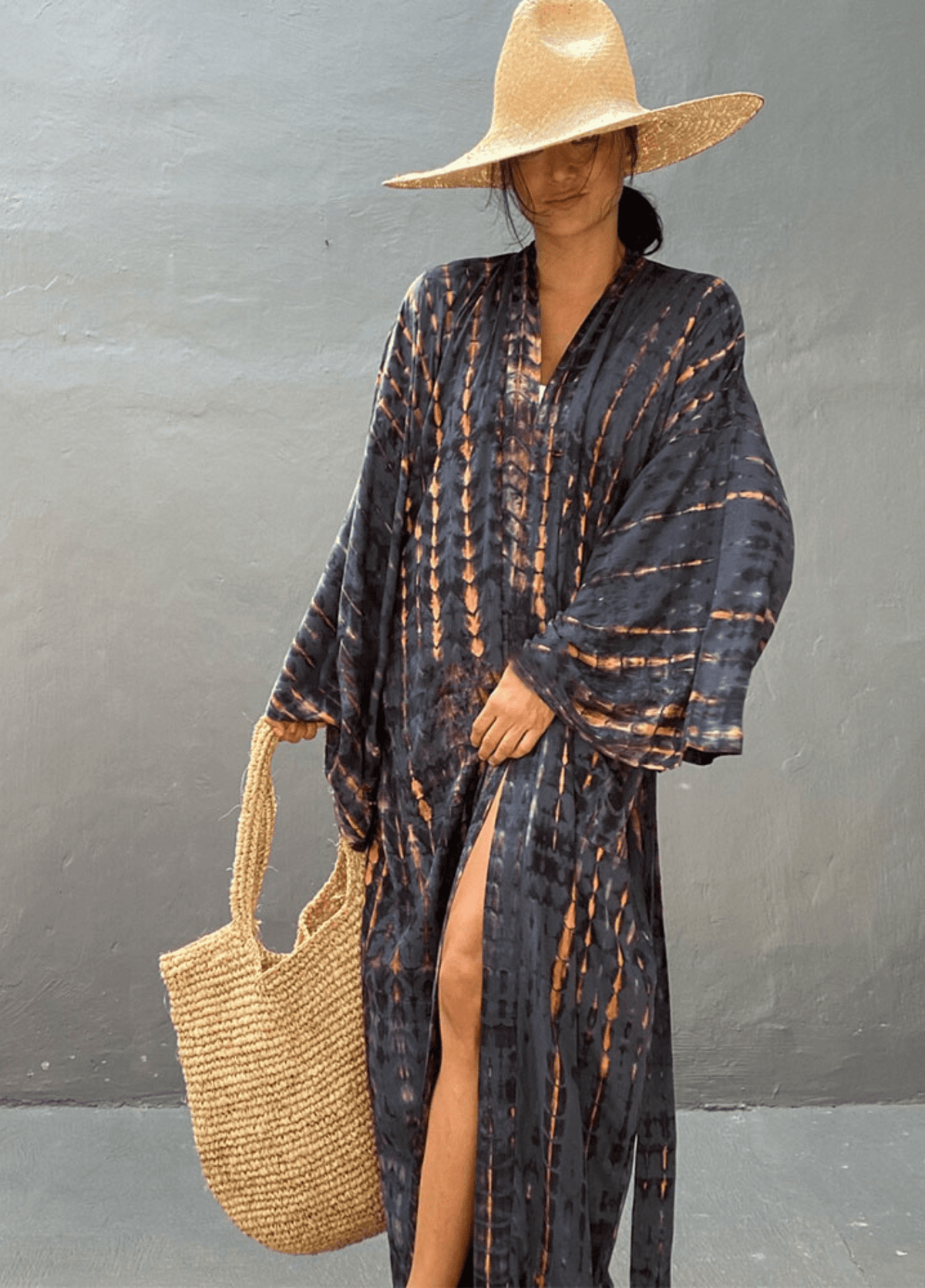 Kimono long femme viscose motif vague – Tie Dye