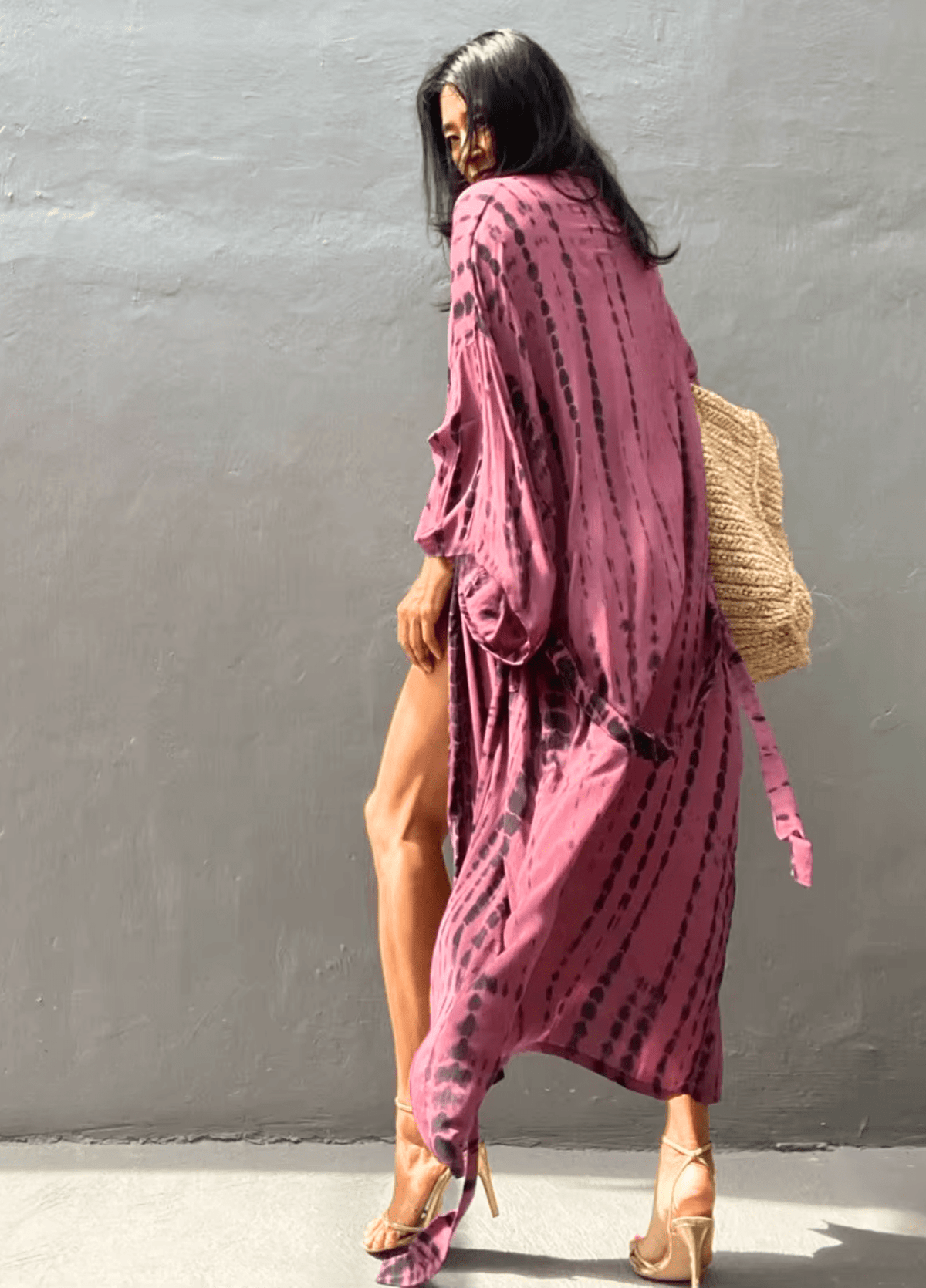Kimono long femme viscose motif vague – Tie Dye