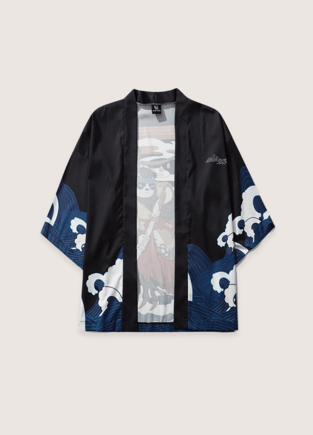 Kimono mixte motif vague noir (Édition Prestige)