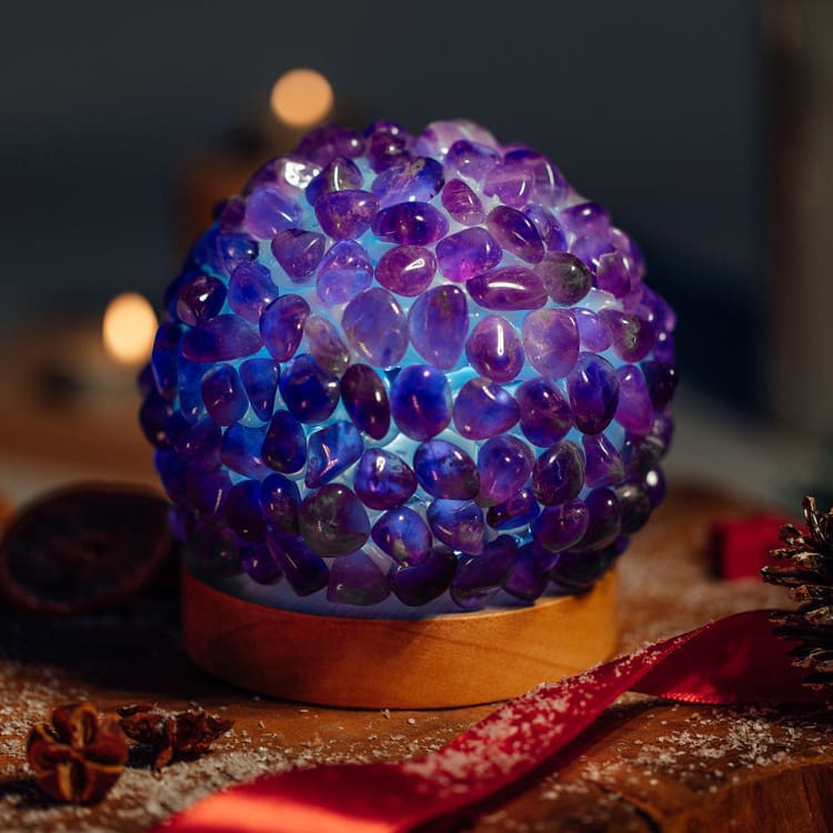 ATELIER-TIBET Lampe de Chevet en Améthyste – Lumière Douce & Ambiance Zen