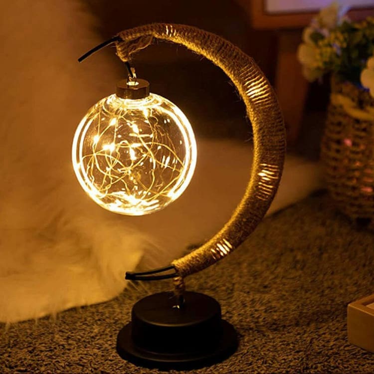 ATELIER-TIBET – Lampe Lune en Corde de Chanvre – Ambiance Naturelle & Luminance Douce