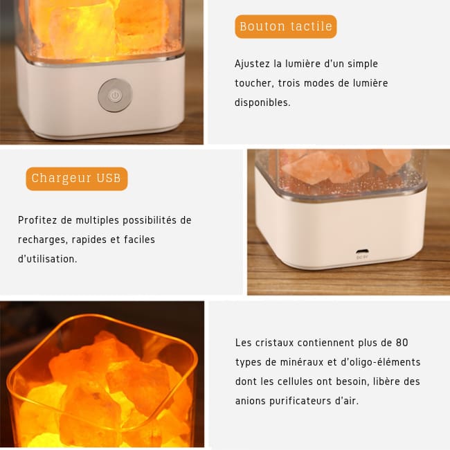 ATELIER-TIBET Lampe de Sel de l’Himalaya – Lumière douce & ambiance apaisante