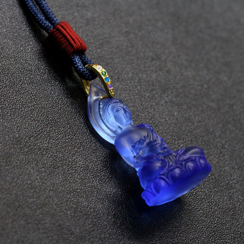 ATELIER-TIBET Collier Bouddha en Cristal Liuli Artisanal