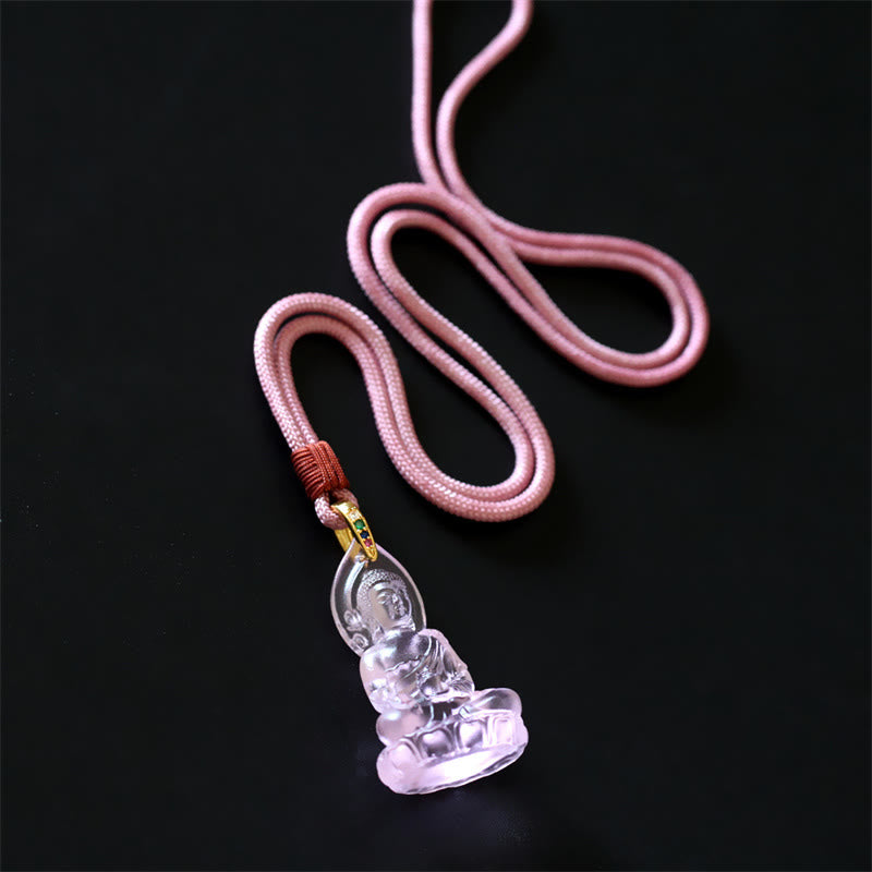 ATELIER-TIBET Collier Bouddha en Cristal Liuli Artisanal