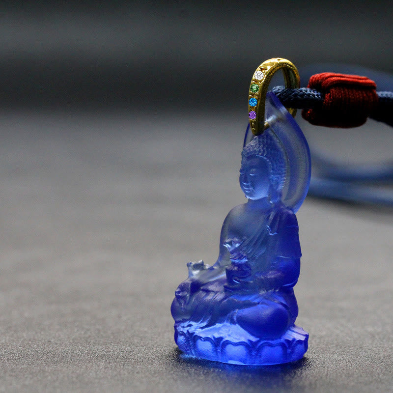 ATELIER-TIBET Collier Bouddha en Cristal Liuli Artisanal