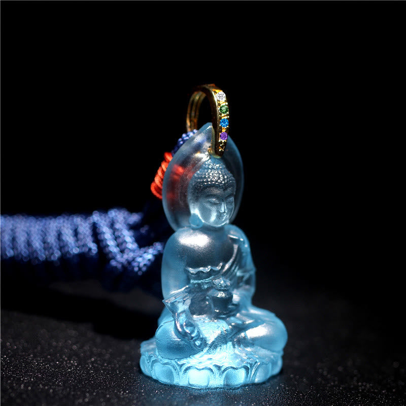 ATELIER-TIBET Collier Bouddha en Cristal Liuli Artisanal