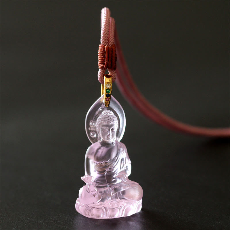 ATELIER-TIBET Collier Bouddha en Cristal Liuli Artisanal